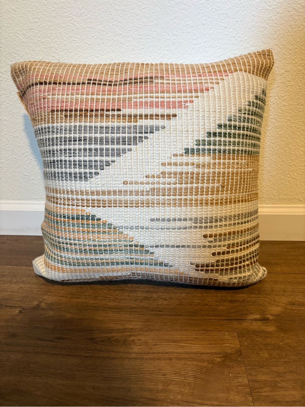 Ivory Multicolor Woven Indoor Outdoor Throw Pillow Cover